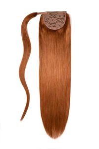 Clip remy per coda di cavallo dritta naturale rossa/zenzero nelle estensioni dei capelli umani che avvolge il parrucchino coda di cavallo 120 g