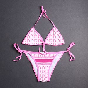 Pink Designer Letter Bikini Home Clothing Summer Outdoor Women Beach Swimwear Fashion Backless Swimsuit for Pool