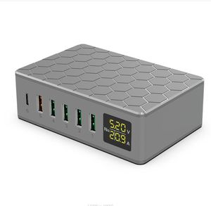 65W 6 Ports Smart Digital Ladegerät USB C Schnellladung PD Ladegerät für iPhone 12 X Xs 8 Xiaomi HUAWEI Quick Charge QC3.0