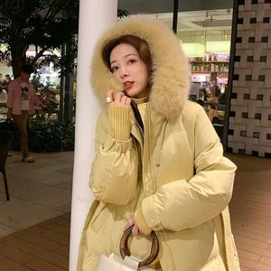 Qingwen New Korean Fashion Cotton Lined Women Winter Coat Midlength Loose Thick Coat Bread Padded Parka Casaco Feminino L220725