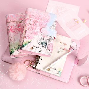 Notepads 1Set Japanese Loose-leaf Book Antique Cute Student Notebook Planner Color Inside Page Cherry Blossom Handbook Gift Box SetNotepads
