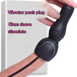 Silicone Uretra Vibradores Glans Sleeve Estimulador Sounding L Plug Penis Vibrador Cateter SexyToys Para Homens