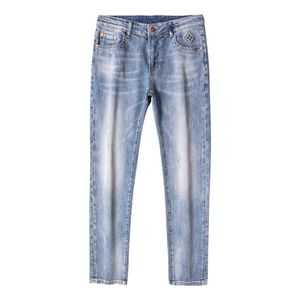 Bomull rakt elastiska affärer jeans klassiska stil denim manliga mode märken män byxor