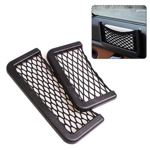 Car Organizer 1Pc Storage Pocket Net Plastic Frame With Stretchable Mesh Universal Trunk Bag Elastic