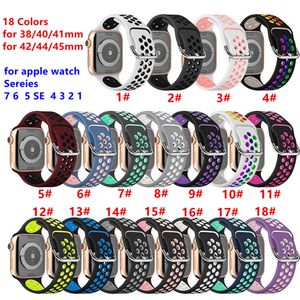 Silicone Strap Compatible with Apple watch 45mm 41mm 44mm 40mm Sports breathable replacement strap for iwatch 7 6 5 4 3 SE Band