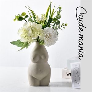 Kvinnlig kroppskonst keramisk hembordsdekoration Växter Flower Pot Vase Planter 210409