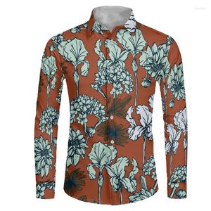 Erkekler Elbise Gömlek Erkekler İçin Çiçek Baskı Sonbahar Uzun Kollu Gömlek Düğün Partisi Toptan Özel Artı Beden Gündelik Giysiler Vere22