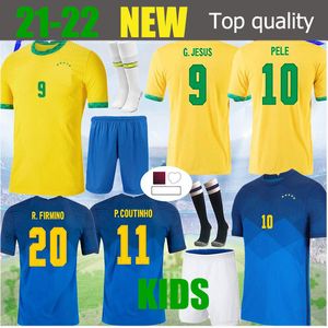 Maglie da calcio 21 22 Neres Coutinho Maglie da calcio Camiseta de Futebol Brasile da uomo Kit G.Jesus Firmino Football Kids Suit in stock
