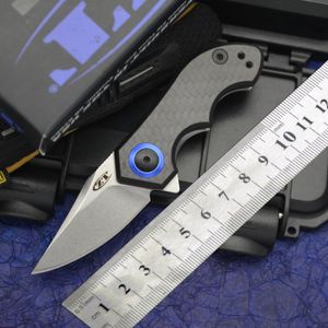Zero Tolerance Mini Knife ZT0022 0022 Cpm-20cv Stone Washed Blade Carbon Fiber Handle Pocket Folding Hunting Fishing EDC Survival Tool Knives