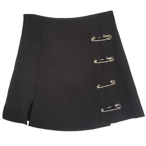 Flectit punk rock estilo de segurança pin a linha mini saia com lado split cintura alta collin harajuku street wear 220322