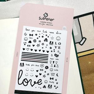 Hediye Sargısı Suatelier Deco Love Die Cut Stickers Siyah Yıldız Kalp Pet Materyal Scrapbooking Tırnak Telefon Günlüğü Ev Dekorasyon Hobi Craftsgift