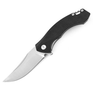 High Quality Flipper Pocket Knife D2 Satin Blade Black G-10 Handle Ball Bearing Fast Open Folding Knives