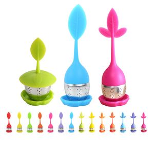 Silicone Infuser Food Grade Tea Leaf Strainer Stainless Steel Filter Device Loose Herbal Spice Filter Diffuser Come with Trays