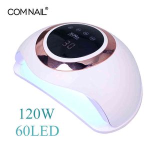Nxy 120w Nail Lamp for Manicure 60leds Curing All Kinds of Gels Uv Led Dryer Duoble Hands Fast Drying Salon Use Art Tools 220624