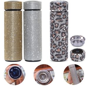 500ml Diamond Digital Smart Bottiglia termica Thermos per bicchieri d'acqua Tazze da tè Tazza termica Tazze da caffè Tazza sottovuoto Termos Tumbler 220624