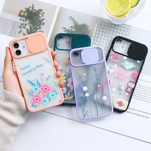 Sliding Window Camera Lens Protection Phone Cases For iPhone 13 12 11 Pro Max Xs Xr 7 8 Plus Cute Pattern Back Cover