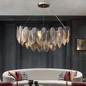 Moderner rauchgrauer Cristal-Kronleuchter für Esszimmer, Kücheninsel, luxuriöse Kristall-Leuchten, runde Hängelampen aus Glas