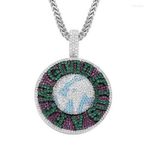 Pendant Necklaces Hip Hop Necklace Rotatable Earth Men s Tide Brand Out Micro paved Colored Zircon Penda Heal22