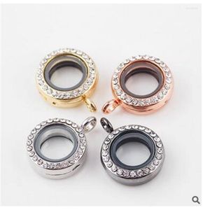 Pendant Necklaces Zinc Alloy Mini Floating Locket Mix 4 Colors Rhinestone Magnetic 20mm Glass Memory 10Pcs/lotPendant Morr22