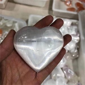 Decorative Objects & Figurines ral Quartz Beautiful White Selenite Heart Shaped Crystal For Home DecorationDecorative