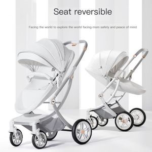 Barnvagnar# lyx varumärkesdesigner baby mjuk barnvagn 3 mode i 1 vagn med bilstol elastisk äggskal född läder hög grossistdräkt