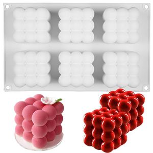 Baking Moulds 6Hole Cube Mousse Cake Silicone Mold Dessert Chocolate Mould Decorating Art Craft DIY Candle Soy Wax Aroma Soap MoldBaking