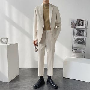 Abiti da uomo Blazer Abito da sposa Business Casual Ufficio Moda Tinta unita Sciolto Coreano Pantaloni da giacca streetwear