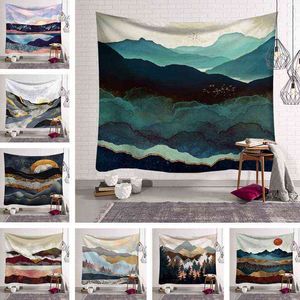 Sun Print Tapestry Mandala Wall Hanging Background Decoration Sofa Cover Yoga Mat Home Decor J220804