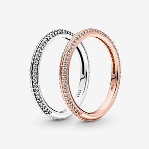 100% 925 Sterling Silver ME Pave Ring per le donne Fedi nuziali Accessori per gioielli di fidanzamento di moda