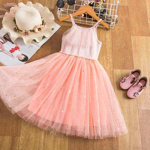 Girls Sequin Princess Dress Summer Kids Lace Tulle Cute Party Vest Sling Tutu Clothes For Children Wedding Fairy Sundress Gown G220518