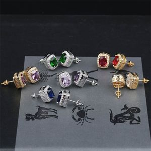 ins Popular European and American hiphop jewelry earrings with large colored zircon personality earrings 27 52ja F23