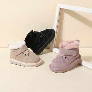 Winter Baby Snow Boots Unisex Leather Cute Boys Girls Shoes Warm Cotton Kids Sneakers Soft Bottom Toddler Baby Shoes 220813