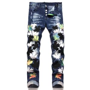 Designer jeans hip-hop high street fashion men's jean retro torn fold stitching men design motorcycle regular fit riding slim pants