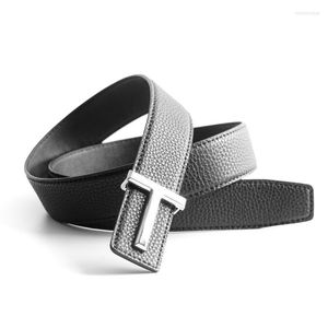 Belts Top Luxury Designer Brand Brass T Buckle Belt Men High Quality Women Genuine Real Leather Dress Strap For Jeans Waistband GreyBelts Em