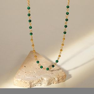 Kolye Kolyeleri Etnik Yeşil Malakit Boncuklar Tassel 18K Altın Küçük Boncuk Kolye Kadınlar İçin Kadınlar Jewelrypendent