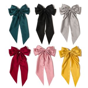 Women Girl Solid Color Long Bowknots Hair Clips For Bank Hotel Dress Suit School Shirts Decor Barrettes Fashion Accessories Headwear