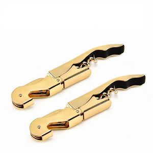 Golden Color Wine Corkscrew Stainless Steel Bottle Opener Knife Pull Tap Double Hinged Corkscrew Gifts SN6566