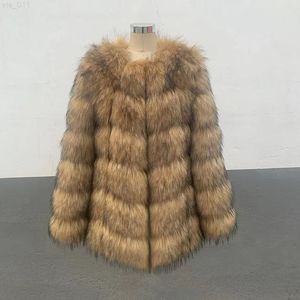 HJQJLJLS 2022 Winter New Women Thick Warm Fluffy Faux Raccoon Dog Fur Coat Female Full-sleeve Fake Fur Jacket Long LJLS125 T220716