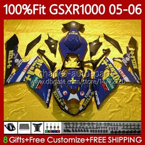 Injektionsformmissioner för SUZUKI GSXR 1000 CC K5 GSXR-1000 GSXR1000 05 06 Bodywork 122NO.110 1000cc Blue Black GSX R1000 2005 2006 GSX-R1000 2005-2006 OEM Body Kit