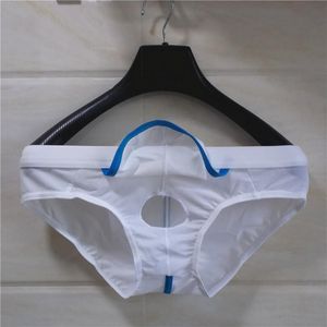 Underbyxor herrunderkläder med hålseparationstyp fritt fritt sexiga shorts scrotal support tight trosor penis ring trosor boxare packund