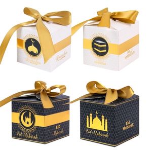 10pcs decoração de Ramadã Eid Mubarak Box Box Ramadan Kareem Cookie Candy Box Islâmico Festival Muslim Festival Favors Supplies 220815