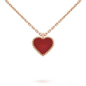 Collana con ciondolo a cuore dolce Gioielli firmati collane d'amore Quadrifoglio Argento sterling Oro rosa Collana a forma di cuore rosso Regalo per il matrimonio delle donne