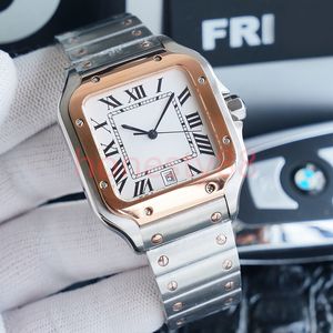 Luxury Square Watches 40mm Geneva Genuine Stainless Steel Mechanical Watches Case Bracelet Fashion Mens Watch Male Wristwatches Mo201F