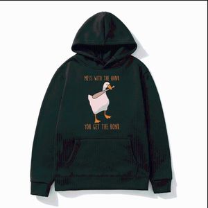 Мужские толстовки с капюшоном Mess With The Honk You Get Bonk Hoodie Funny Cute Duck Print Мужчины Женщины Осень/Зима Толстовка с капюшоном из поларового флиса