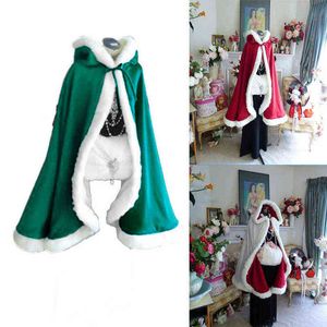 Manto com capuz de pele de veludo de Natal para senhoras Papai Noel Fancy Dress Manto de luxo Cape Cappa Cosplay Come L220714