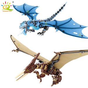 ingrosso Dragone Urbana-Huiqibao volare drago ghiaccio pterosaur build buildings knight figures city film mattoni giurassic dinosaur world giocattoli per bambini t220719