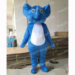 Halloween Blue Elephant Mascot Costume Cartoon Tema Personagem Carnaval Unissex Adultos Roupa de Festas de Festa de Natal
