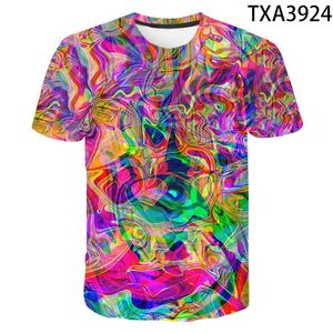 Summer Fashion Art Color Graffiti 3d T camisetas menino menino garotas casuais homens homens crianças imprimidas camiseta cool tops tee 220526