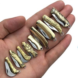 Mini Folding Knife Keychain Pendant Pocket Portable Brass Knife Outdoor Tools