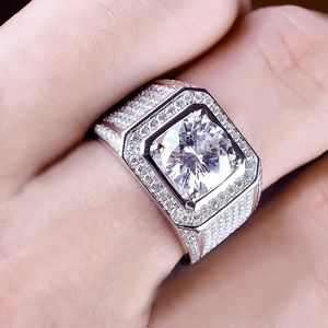 Luxuriöser 925er-Silberring mit großem Original-Kristall für Herren, Mode, Party, Hochzeit, Schmuck, Urlaubsgeschenke